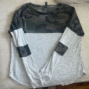 Long sleeve comfy camo & grey shirt
